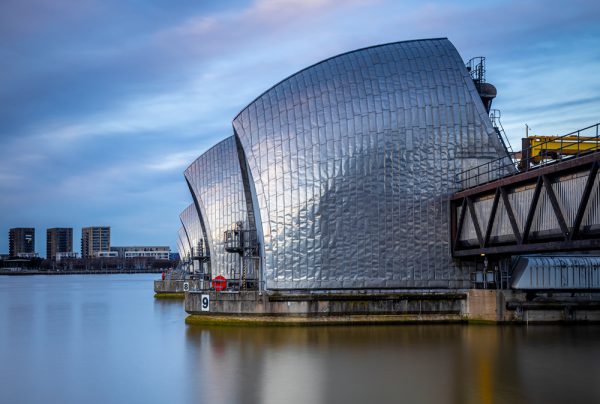 Thames barrier, a retractable flood barrier system